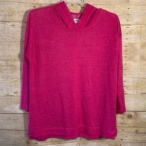 Old Navy Hot Pink Tee T-Shirt Hoodie EUC Plus Size 1X Sheer